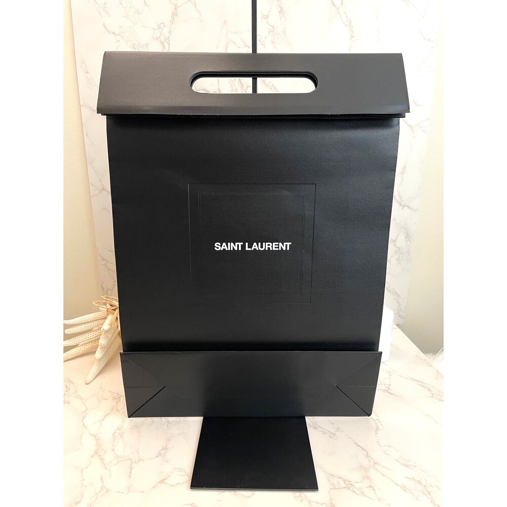 Saint Laurent Heavy-Duty Paper Shopping Bag Fold-Over Flap Die-Cut Handle